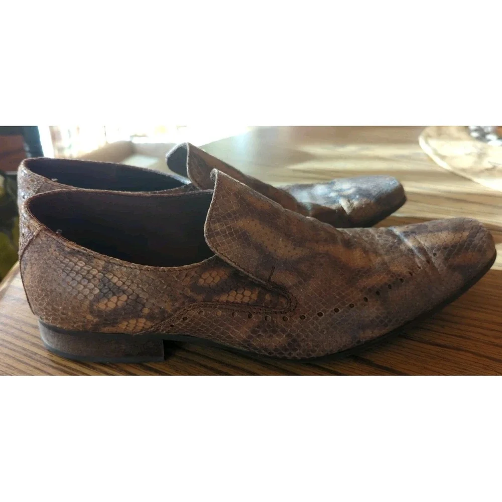 Mens Marco Ferretti Business Casual Slip On Shoes Size 44 Snake Embossed Leather